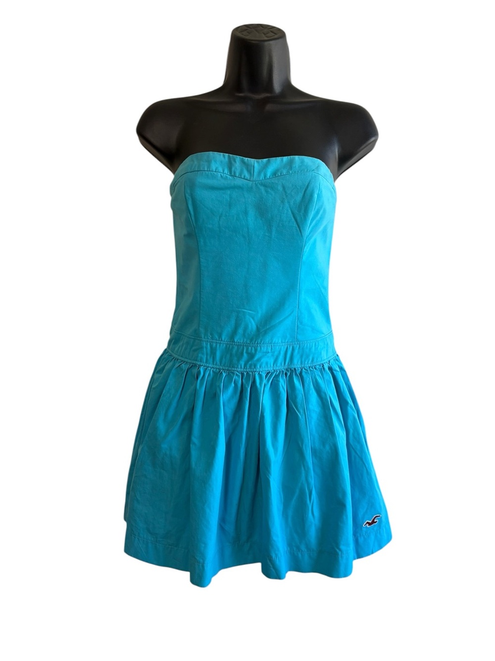 Hollister Size Medium‎ Blue Strapless Mini Dress Preppy Colorful Travel Vacation